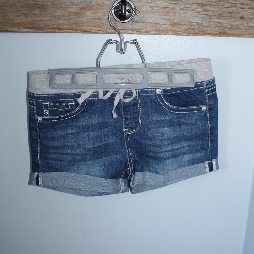 Seven 7 For All Mankind Size 12 Denim Jean Shorts Fabric Waistband - Picture 1 of 2